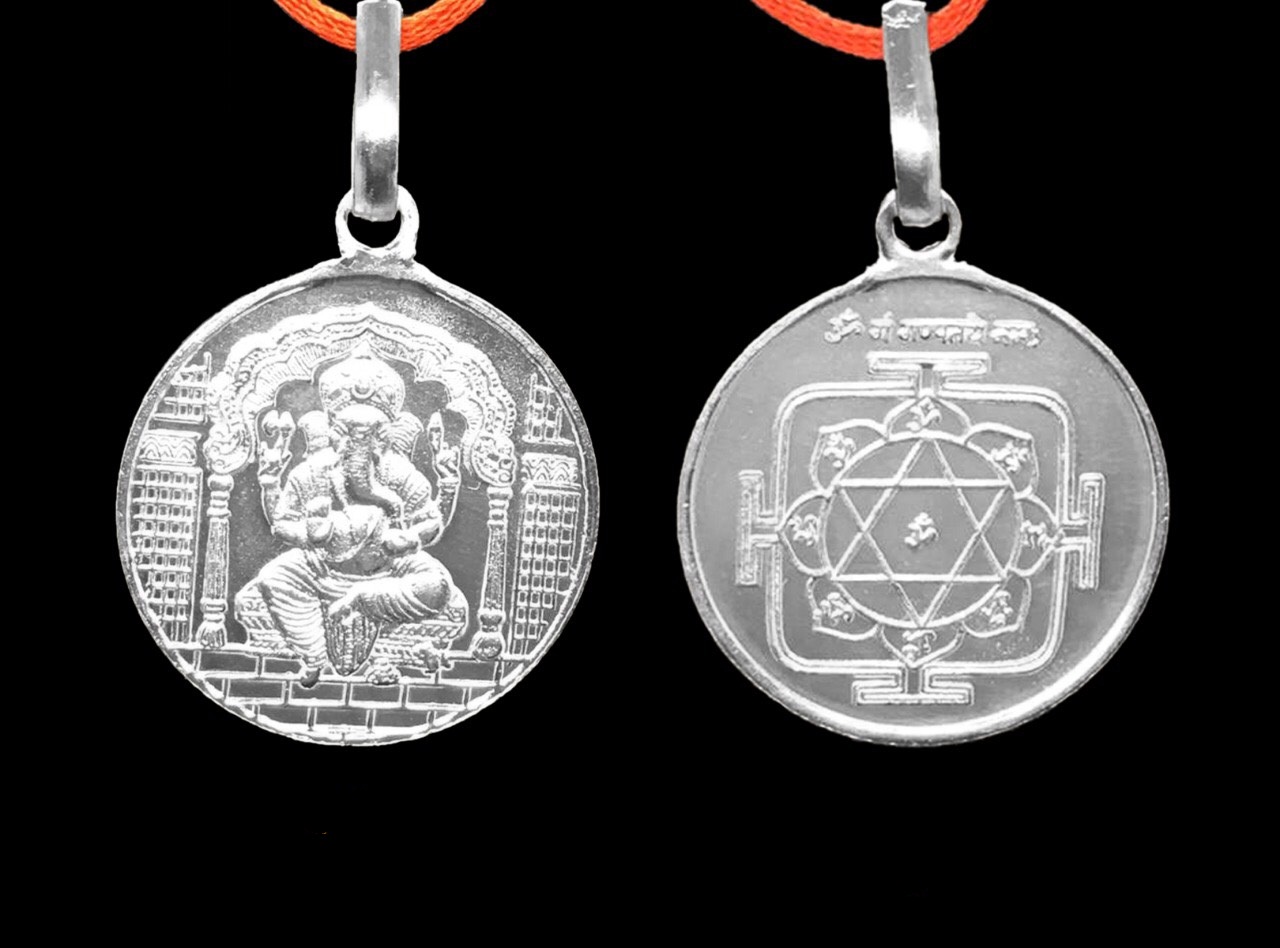 Ganesh Yantra Pendant In Pure Silver