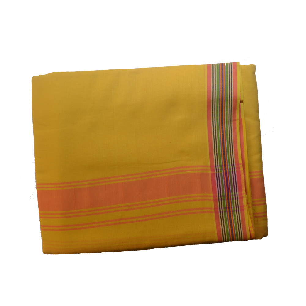 Yellow Dhoti With Shawl In Pure Cotton