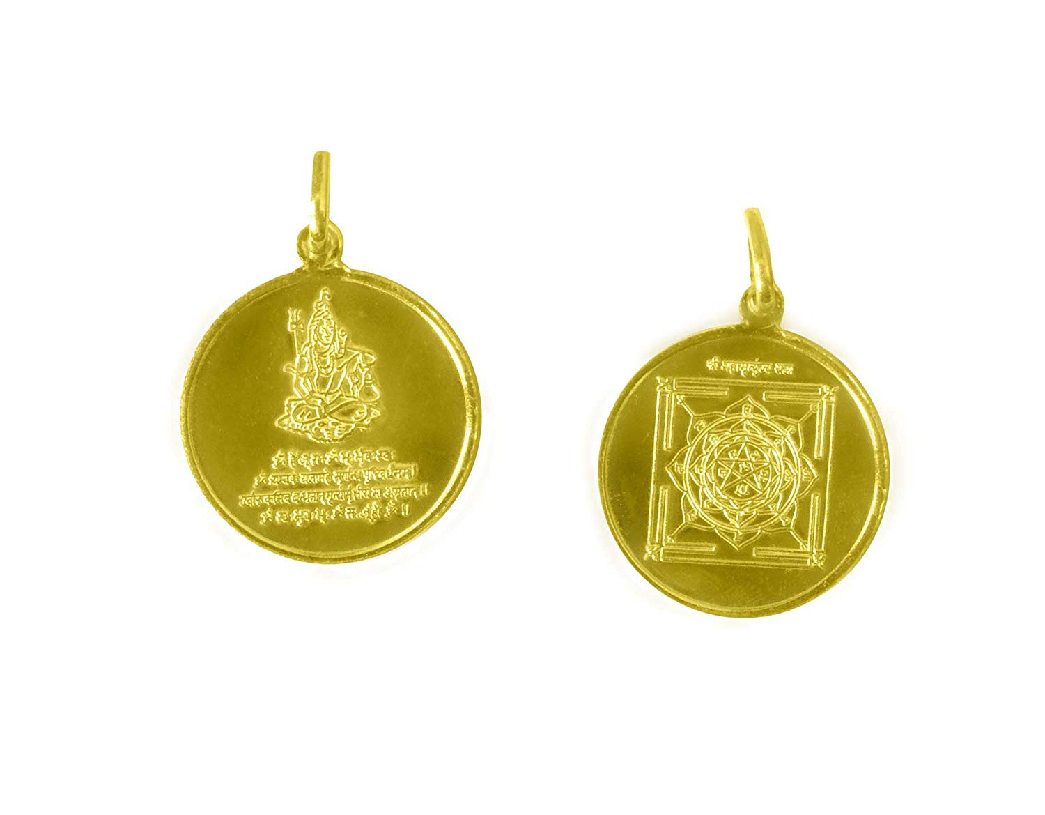 Mahamritunjaya Yantra Pendant In Copper Gold Plated