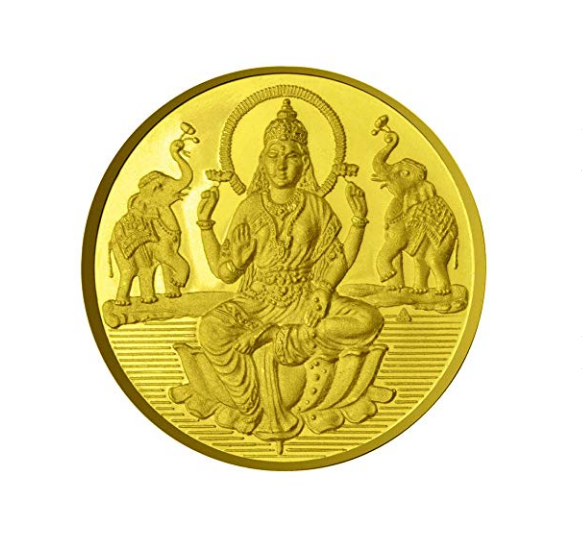 Goddess Laxmi Coin In Pure Silver Gold Plated 150 Gms